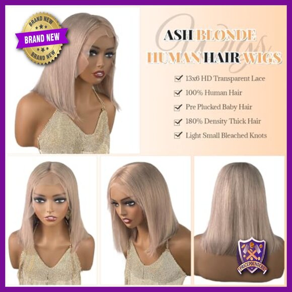 13x6 Glueless HD Lace Front Bob Wig Human Hair 180% Density Straight main image 6